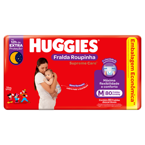 Fralda Descartável Infantil Roupinha Huggies Supreme Care M Pacote 80 Unidades Embalagem Econômica