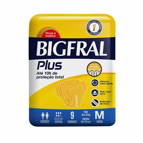 Fralda Geriátrica Bigfral Plus M 9 unidades