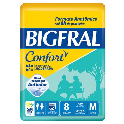 Fralda Geriatrica Bigfral Confort M 8 unidades