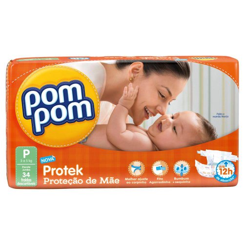 Fralda Pom Pom Protek Baby Jumbo P 34 unidades