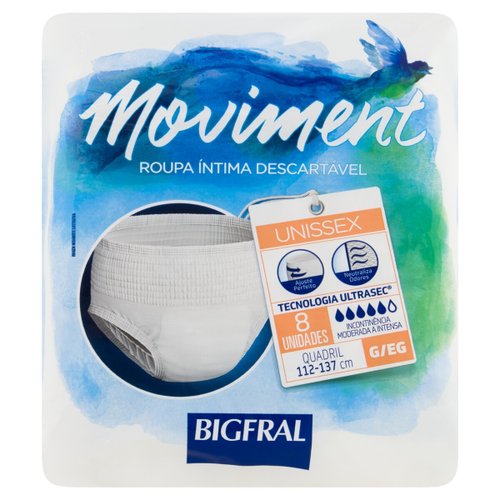 Roupa Íntima Bigfral Moviment Unissex G/EG 8 unidades