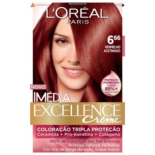 Tintura Permanente Imédia Excellence 6.66 Vermelho Acetinado 1 unidade