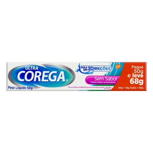 Corega Fixador de Prótese Ultra Creme Sem Sabor 68g