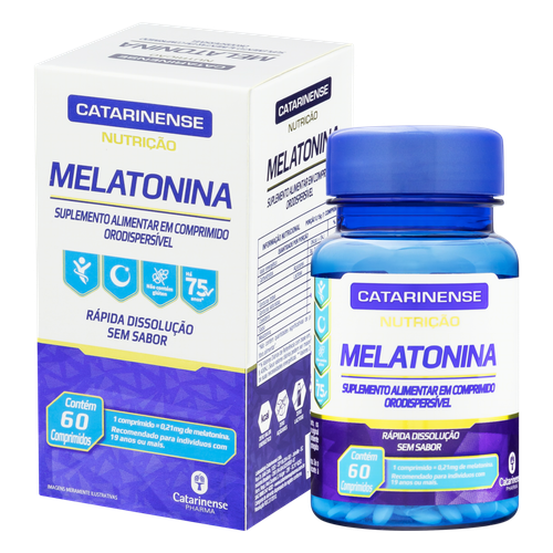 Melatonina 0,21mg Catarinense Pharma Nutrição Caixa 60 Comprimidos Orodispersíveis