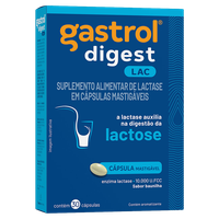 Lactase 10.000 U.FCC Baunilha Gastrol Digest Lac Caixa 30 Cápsulas Mastigáveis