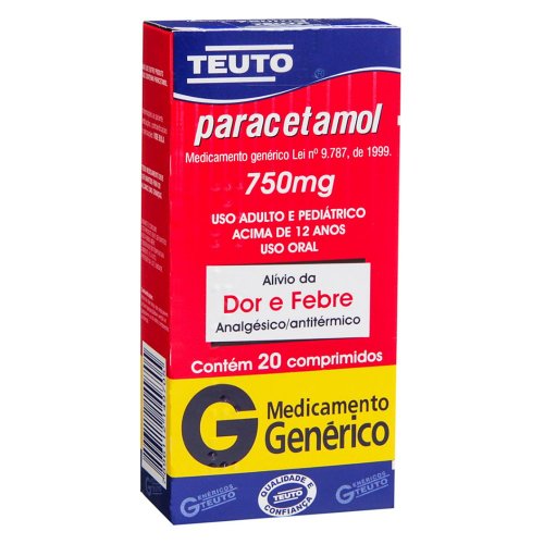 Paracetamol Genérico Teuto 750mg 20 comprimidos