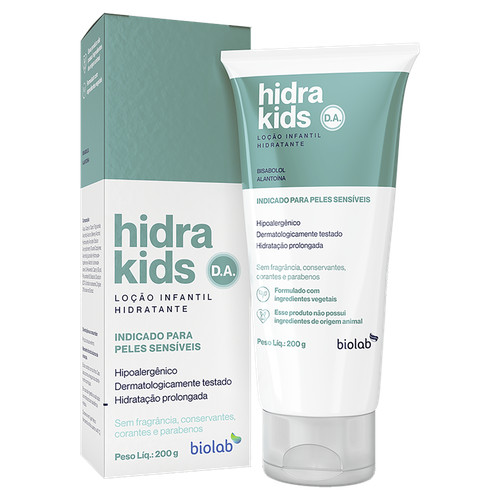 Loção Hidratante Corporal sem Fragrância Hidra Kids D.A. Caixa 200g