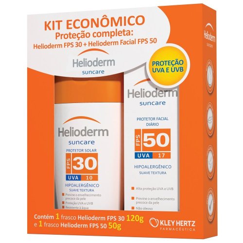 Kit Protetor Solar Helioderm Fps30 loção + Protetor Solar  Facial Helioderm Fps 50