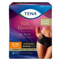 Roupa Para Incontinência Tena Pants Discret Black Cintura Baixa Tamanho P/M 8 unidades