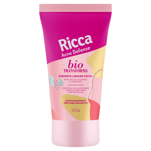 Sabonete Líquido Facial Ricca Acne Defense Bisnaga 150g