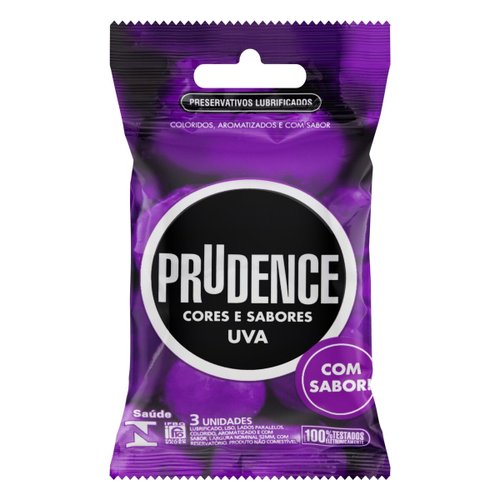 Preservativo Prudence Cores e Sabores Uva 3 unidades