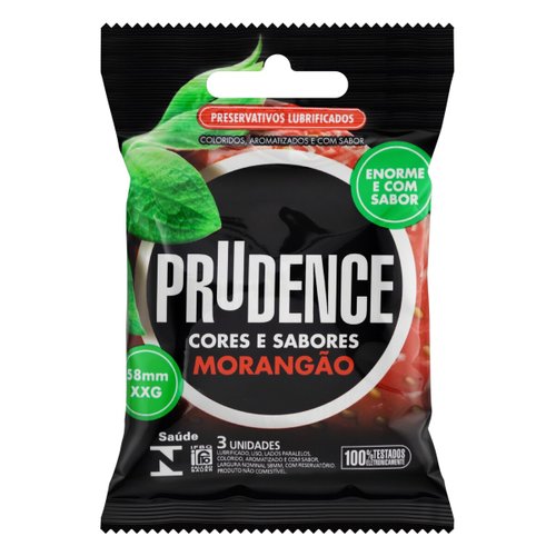 Preservativo Prudence Cores e Sabores Morangão 3 unidades