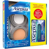 Kit Asepxia Pó Compacto Antiacne Claro 10g + Ganhe 50% de Desconto Sabonete em Barra Fórmula Forte 85g