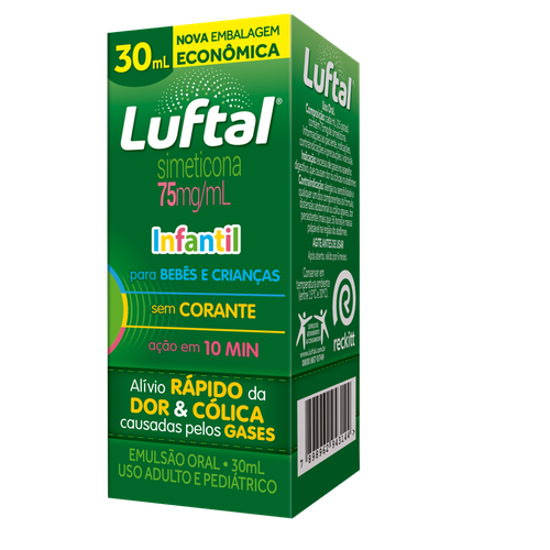 Luftal 75mg/ml Reckitt Benckiser Infantil Caixa 30ml Emulsão Gotas Oral Embalagem Econômica